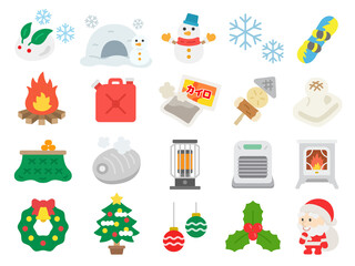 冬シーズンのアイコンのイラストセット
