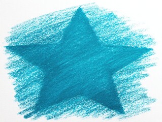 Blue star is drawn on a white background