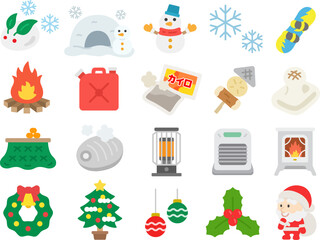 冬シーズンのアイコンのイラストセット
