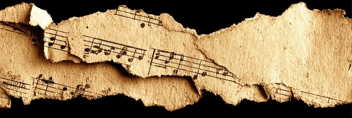 Torn piece of paper with musical notes on it