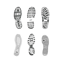 Footprint black silhouette illustration on white background