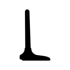 Silhouette of a retro microphone with a stand on a white background