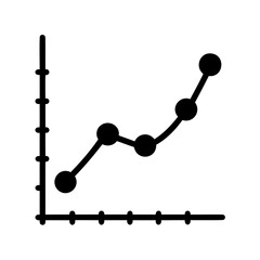 Black and white line graph depicting an increasing trend over time periods