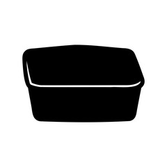 Monochrome Illustration of a Rectangular Plastic Food Container for Storage