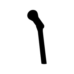 Silhouette of human bone representing femur or humerus on white background