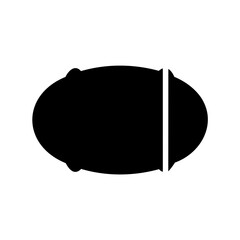 Abstract Black Shape Oval Pillow with Partial Cutout on White Background
