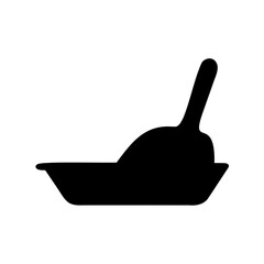 Black silhouette of a cooking pan with a spatula inside for kitchen use