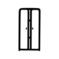 Minimalist style icon illustration of a simple two door closet or wardrobe