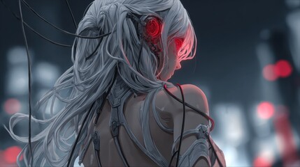 Cyberpunk woman portrait art