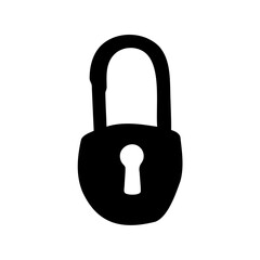 Simple illustration of a classic black padlock with a prominent keyhole