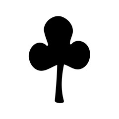 Isolated Black Trefoil Shape Symbolizing a Card Game Suite on White Background