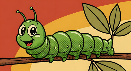 green caterpillar on a branch