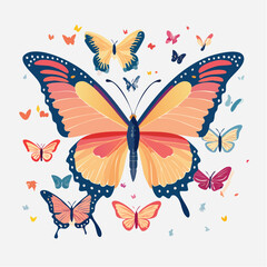 Butterflies collection with transparent background