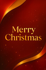 Merry Christmas Typography on Red and Gold Abstract Background &ndash; Elegant Holiday Greeting Design