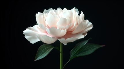 White Pink Peony Flower Blooming Time-Lapse in PNG+ Format with Alpha Channel