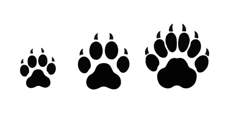 Fototapeta premium Three paw prints in different sizes, perfect for animal or pet illustrations