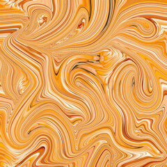 Golden orange fluid swirl abstract art with flowing curves and glossy texture, perfect for modern backgrounds and digital design. Golden keywords: swirl, abstract, orange, texture, art.