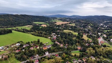 Stunning and Beautiful Aerial View of a Serene and Idyllic Countryside Landscape