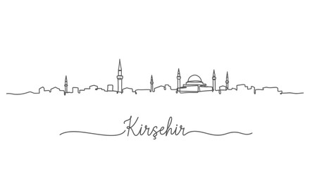 Obraz premium Kirsehir Skyline, Turkey, Minimalist Line Art and Calligraphy