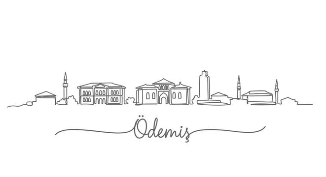 ?demis Cityscape Skyline Continuous Line Art