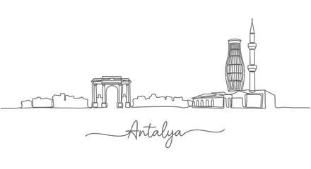 Obraz premium Antalya Skyline Continuous Line Drawing