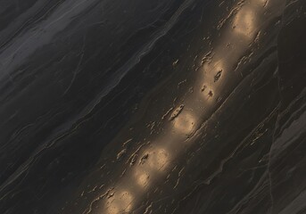 Textured black marble surface with golden reflections and abstract design
