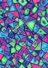Vivid geometric mosaic with glowing edges and dynamic color palette