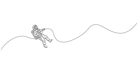 Obraz premium Astronaut silhouette climbing rope against white background vector illustration