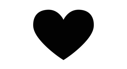 Black heart symbol against white background for design elements