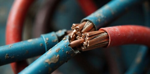 Damaged Electrical Wiring Exposed Copper and Frayed Insulation Pose Serious Safety Risks, Highlighting the Urgent Need for Regular Electrical Inspections and Repairs.