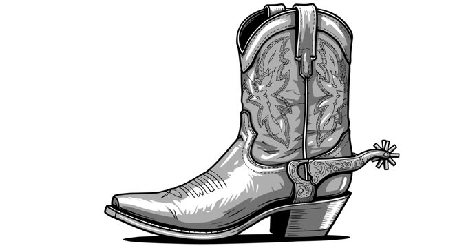 Detailed illustration of a cowboy boot with spur on a white background