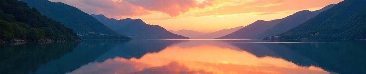 Serene Sunset Mountain Lake Tranquil Reflection for Wellness, Yoga, and Relaxation Retreats