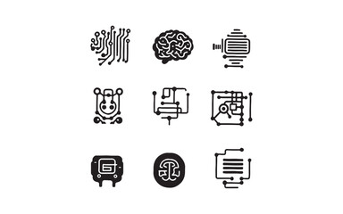 set of ai robot vector icons