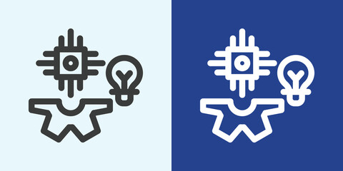 Smart Machine Icon Set in Black and White Outline Style