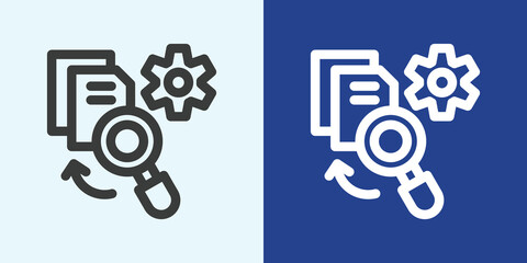 Analysis Icon Set in Black and White Outline Style