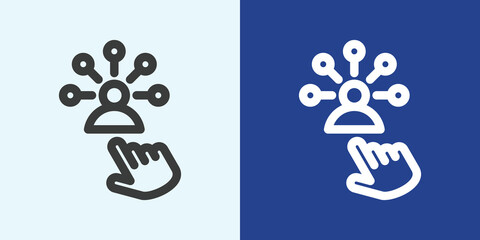 Networking Icon Set in Black and White Outline Style