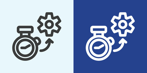 Efficiency Icon Set in Black and White Outline Style