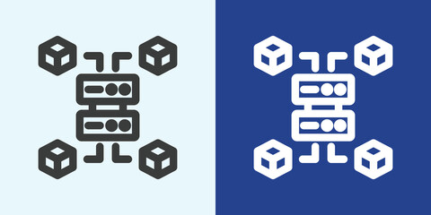 Big Data Icon Set in Black and White Outline Style