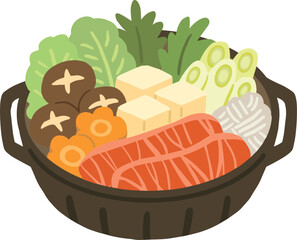 すき焼きの手描きベクターイラスト
