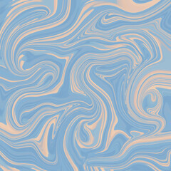 Soothing blue and peach marble abstract with fluid, flowing swirls creating a calm and artistic pastel background. Golden keywords: abstract, marble, pastel, blue, peach.