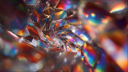 Prismatic Fragments: A Kaleidoscope of Light and Crystalline Shards Abstract