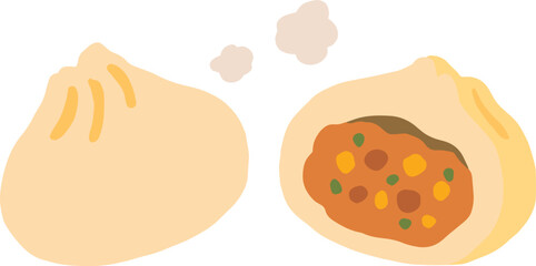 肉まんの手描きベクターイラスト