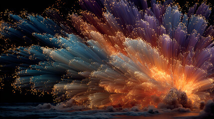 Obraz premium Explosion of Colorful Powder in Darkness | Abstract Fireworks Burst Art | Dynamic Color Splash Background 