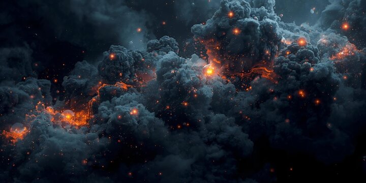 Dark Storm Clouds with Electric Blue Lightning &ndash; Moody Abstract Sky"
