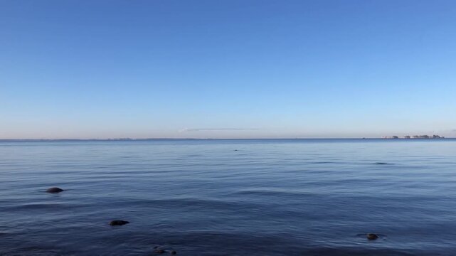 early morning on the shore of the gulf of finland