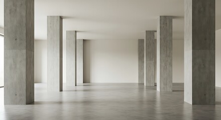 Empty square room with The pillars is a common architectural element of the vertical shape, which bears part of the supporting structure of buildings and structures