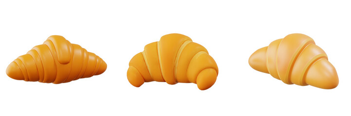 3d Stylized Croissant Set food concept illustration ideas