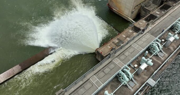Lake Hume dam structure water release from irigation valves.