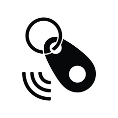 Black silhouette of a smart key fob with wireless signal icon