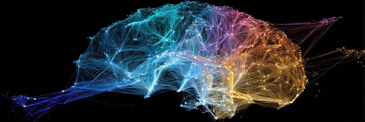 Colorful Neural Network Visualization of Brain Connections Representing Data Flow and Knowledge Structure in Abstract Form